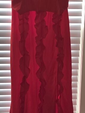 Red Ruffle-Trim Maxi Dress